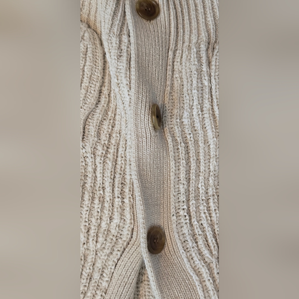 J.Crew Cropped Patch-Pocket Beach Cardigan Sweater 3X Cream Chunky Knit#0010 - Picture 5 of 8